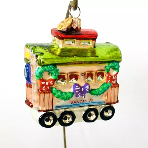 NEW Rare Christopher Radko NORTH POLE EXPRESS TRAIN CART Hand Made Glass Ornamet - Picture 5 of 8